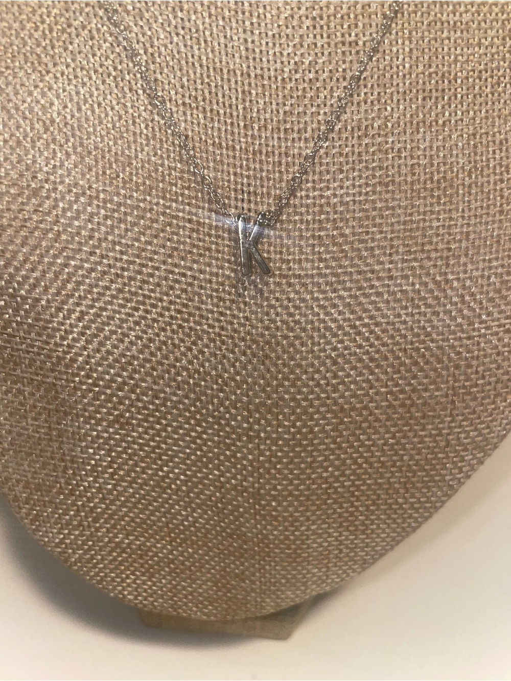 Sterling Silver 'K' Initial Necklace - Silver